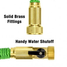 Glayko Tm 100 Feet Expandable Garden Hose - NEW 2018 - Super Strong Construction- Strong Webbing -Solid Brass End + 8 Function Spray Nozzle and Shut-off Valve, Green   